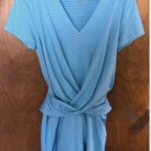 Vineyard Vines Sankaty Striped Wrap Dress Active XL Preppy Nautical Boho